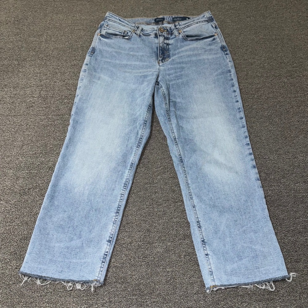 J.Jill Denim High Rise Straight Leg Crop Jeans Light Wash Raw Hem 8P Boho Casual